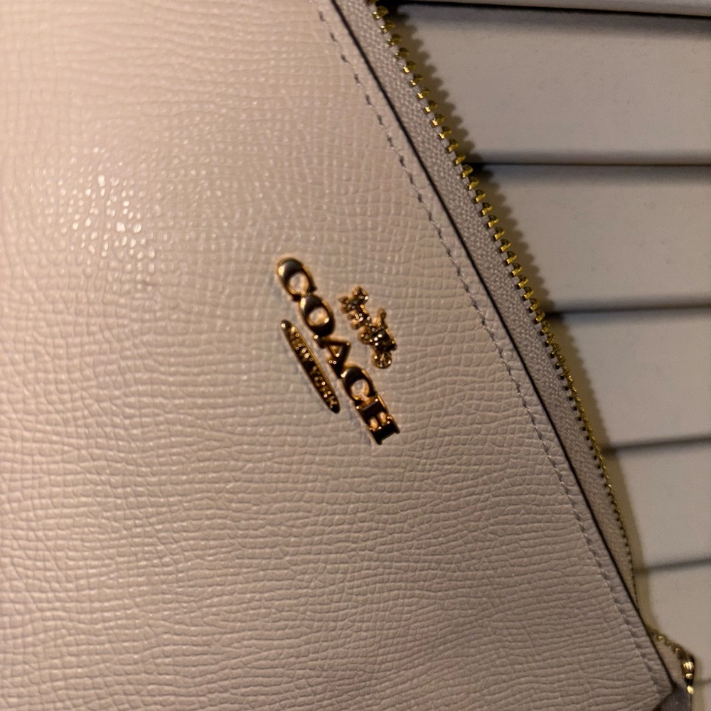 Coach Cream Leather Clutch with Gold Accents